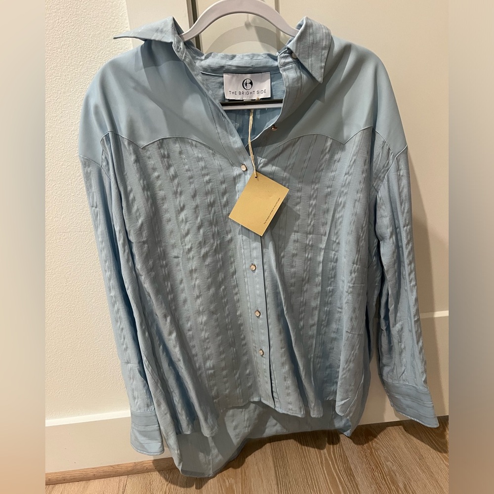 The Brightside Blue Button Down with leather detailing